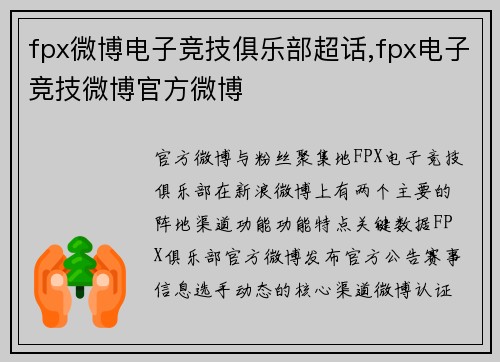 fpx微博电子竞技俱乐部超话,fpx电子竞技微博官方微博